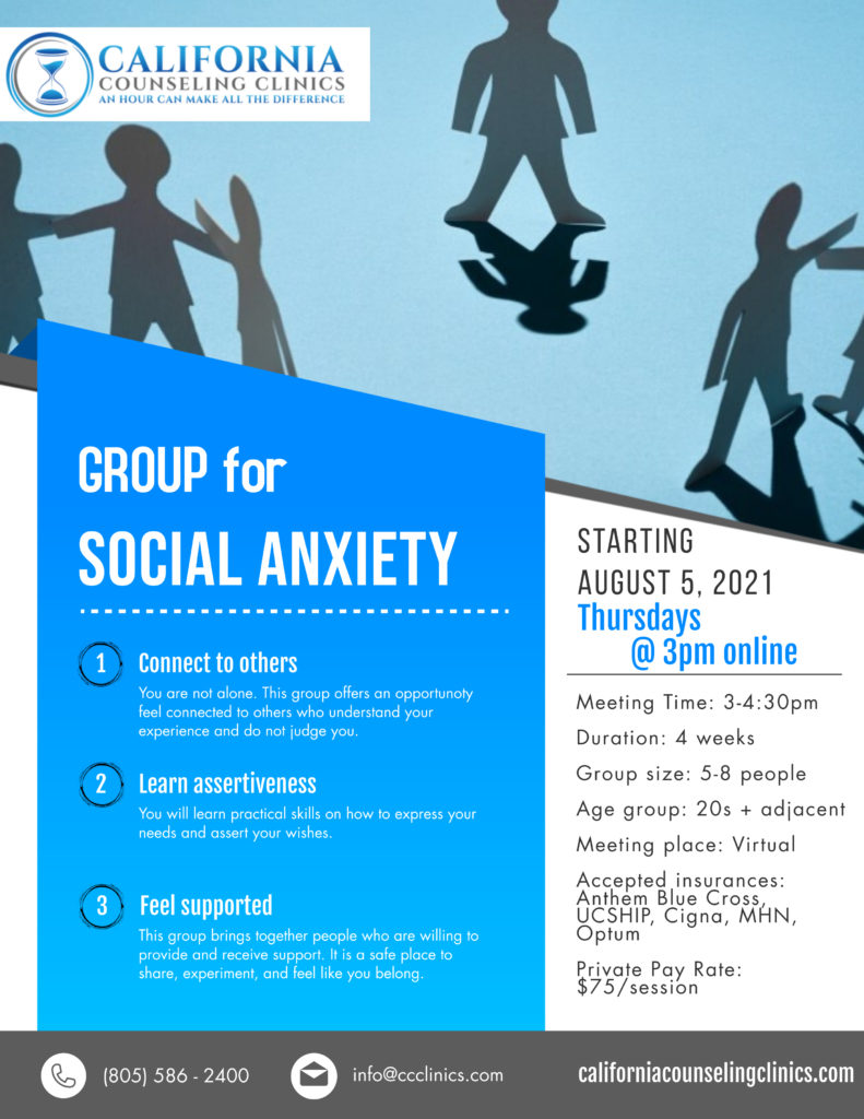 Flyer for Group for Social Anxiety